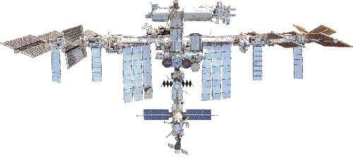 A dithered image of the International Space Station.