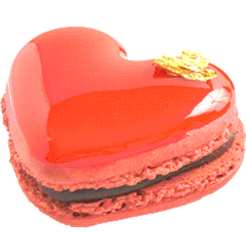 A macaron in the shape of a heart.